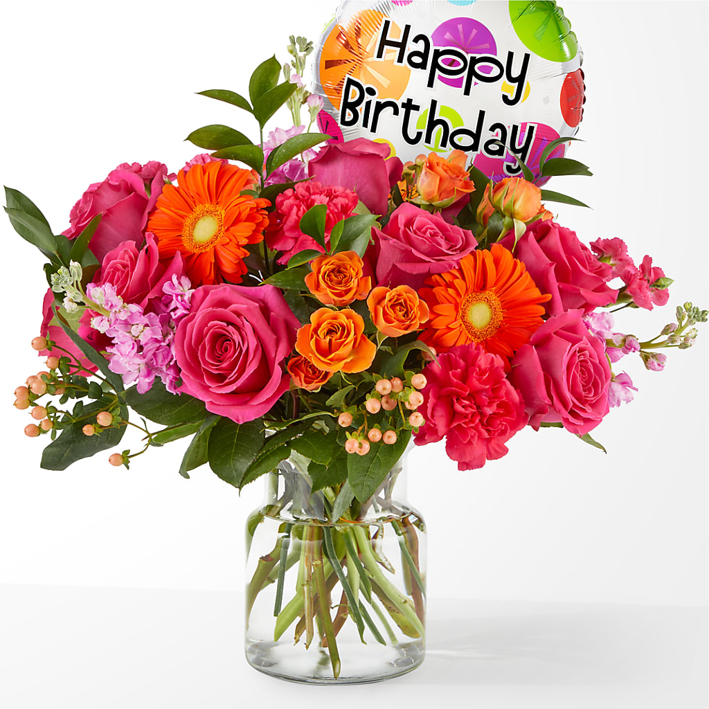 Fiesta Bouquet with Birthday Balloon – Hallmark Flower Shoppe, Panama City FL
