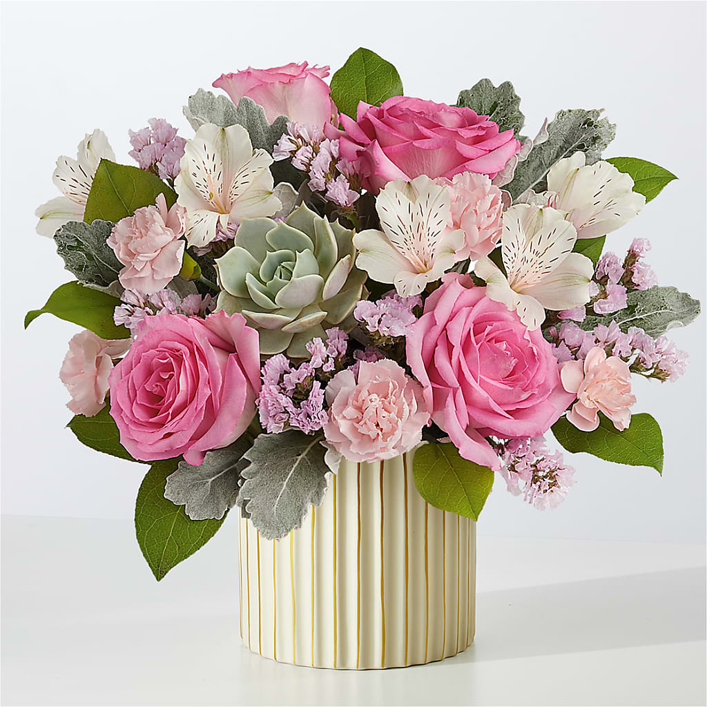 Dusty Rose Bouquet with Ivory Vase – Hallmark Flower Shoppe, Panama City FL