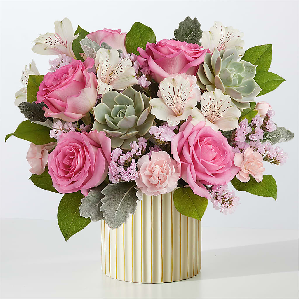 Dusty Rose Bouquet with Ivory Vase – Hallmark Flower Shoppe, Panama City FL