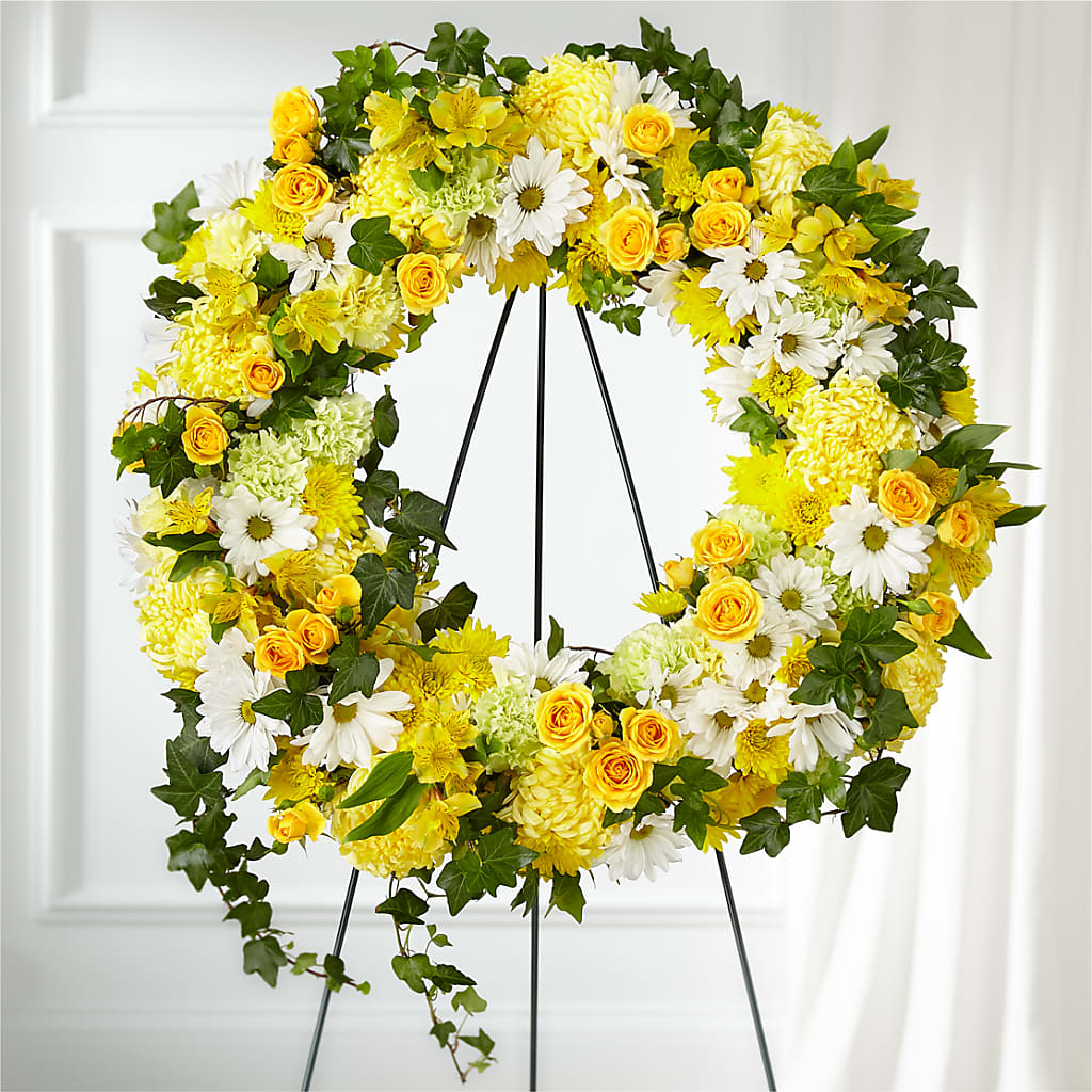 Golden Remembrance Wreath – Hallmark Flower Shoppe, Panama City FL