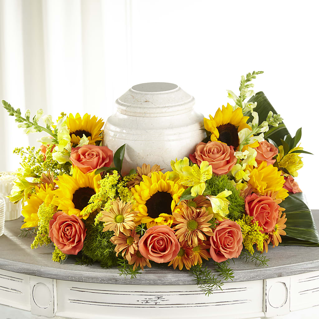 Faithful Sunflower Cremation Adornment – Hallmark Flower Shoppe, Panama City FL